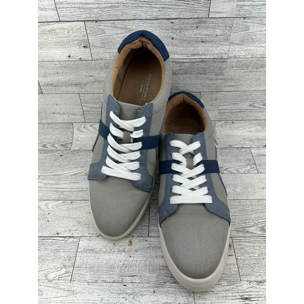 Rockport Truflex Women Sz‎ 7.5M Grey Navy Blue Canvas Fashion Sneakers CI8386
